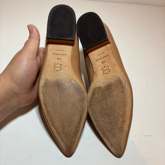 Cole Haan Women’s Vesta Skimmer Pointed Toe Tan Beige Leather Flats Size 8B - Picture 8 of 10